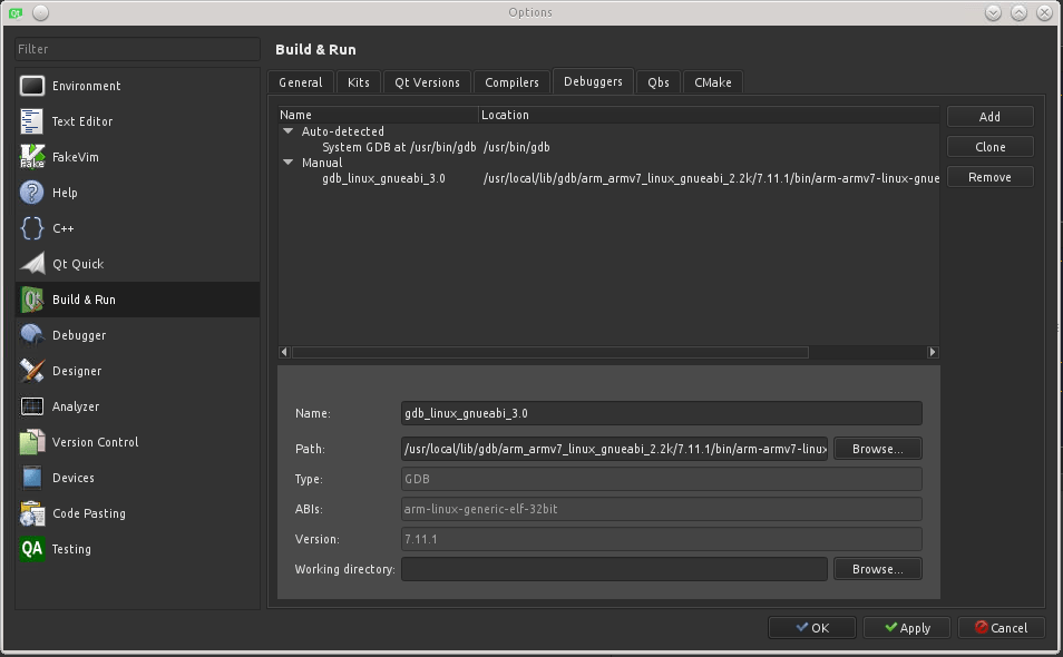 gdb Qt Creator (4.5 beta) не удается подключиться к gdbserver