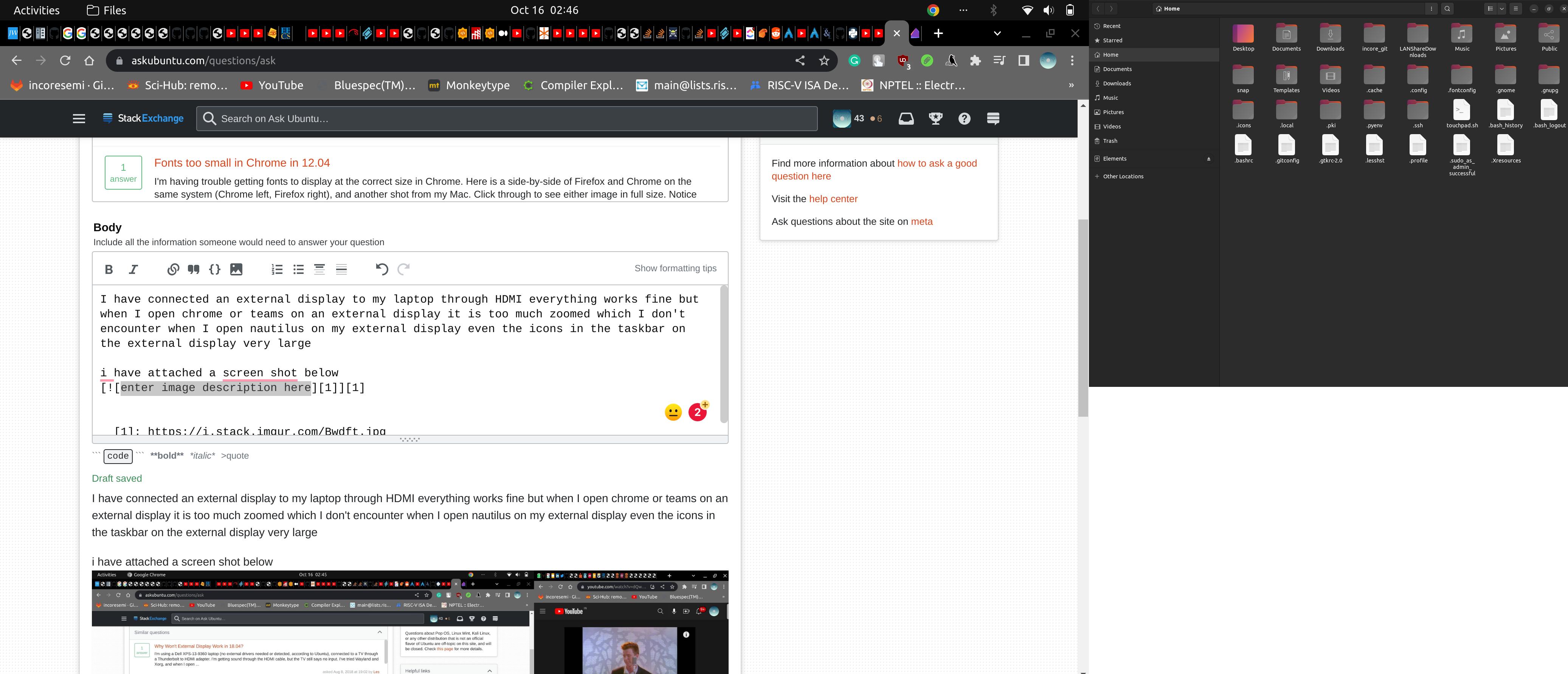 some of the things zoomed in external display ubuntu 22.04 wayland