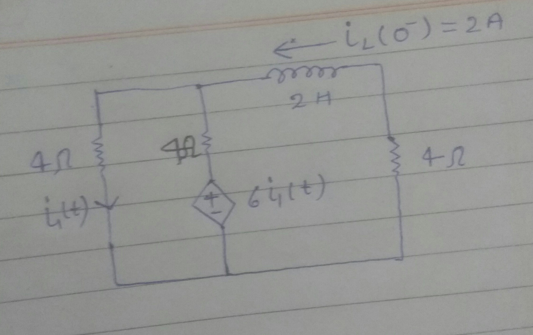 inductor Steady state current in circuit containing dependent source