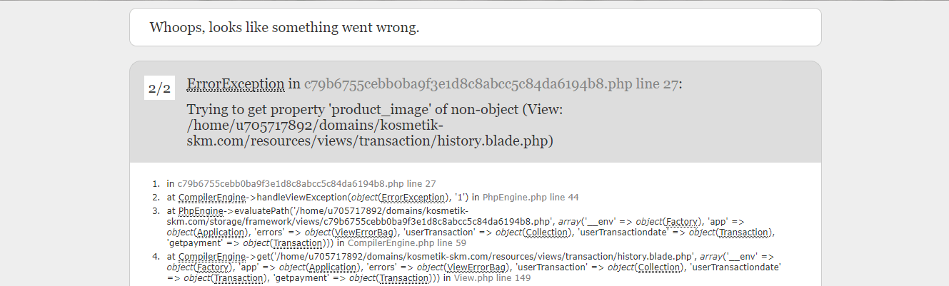 Laravel Solution Trying to get property of nonobject error in hosting
