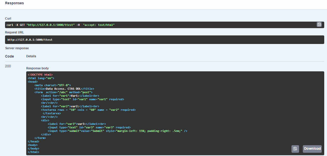 How to get html page displayed in swagger UI (flask) Stack Overflow