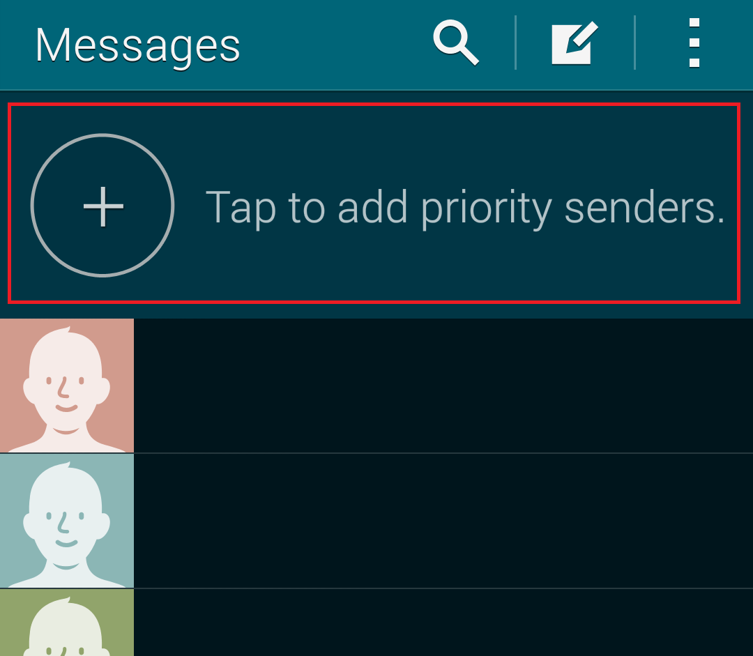 sms Make "tap to add priority senders" disappear Android
