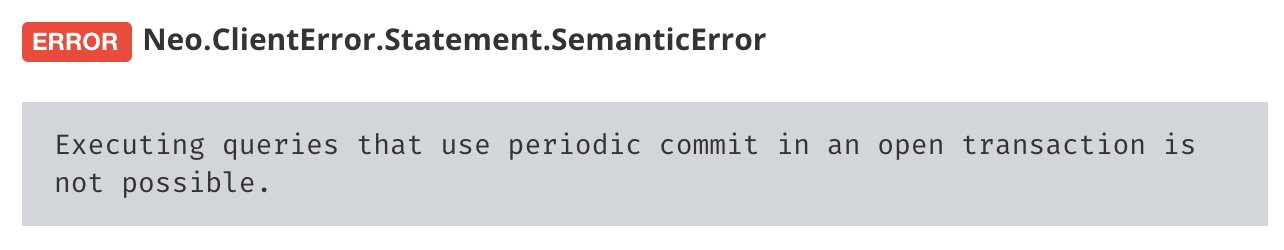 database Unable to run 'USING PERIODIC COMMIT' since last week on