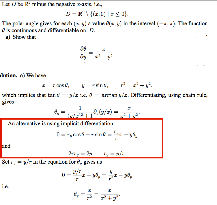 calculus Usage of implicit differentiation in this case Mathematics