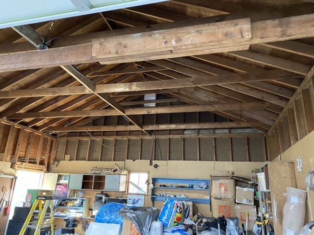 Remove the rafter ties from the hand-framed garage roof – Love