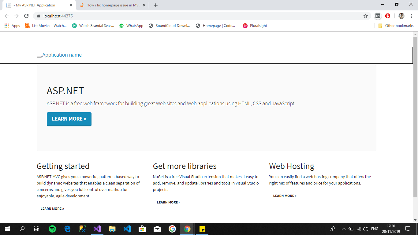 How do I fix homepage issue in MVC 5 when i add bootsrap