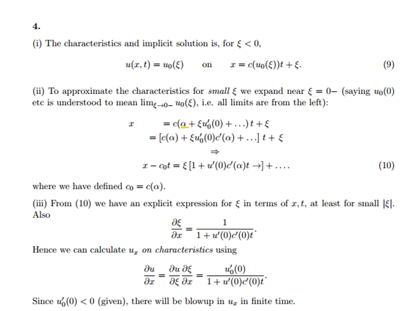 fluid dynamics Shock formation in transport equation