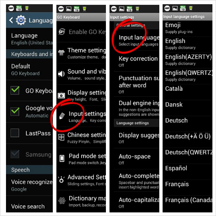 How to add another language to a Samsung Galaxy Chat physical keyboard
