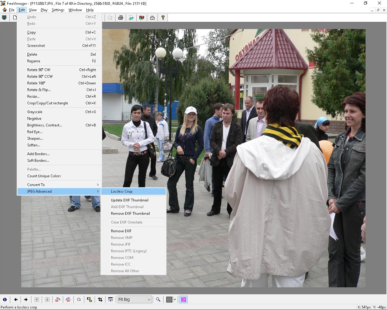 How to crop a JPG without