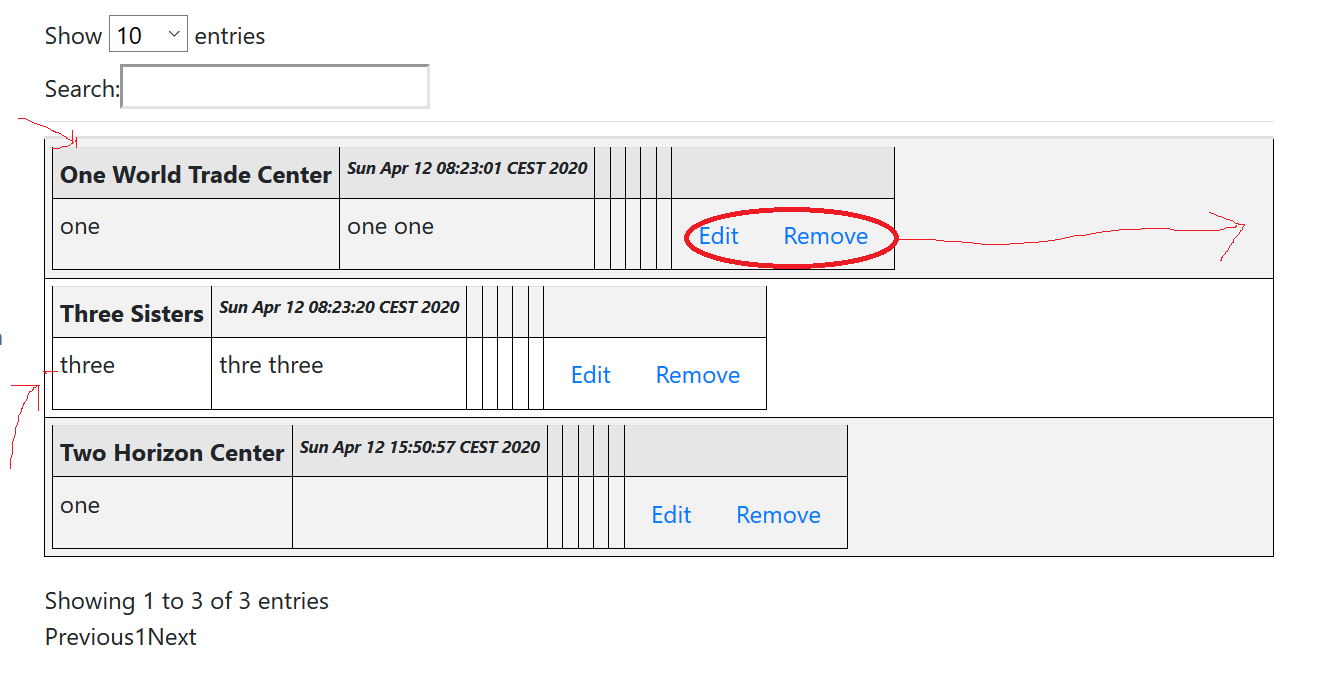 jquery How to remove the spacing between the nested table and the