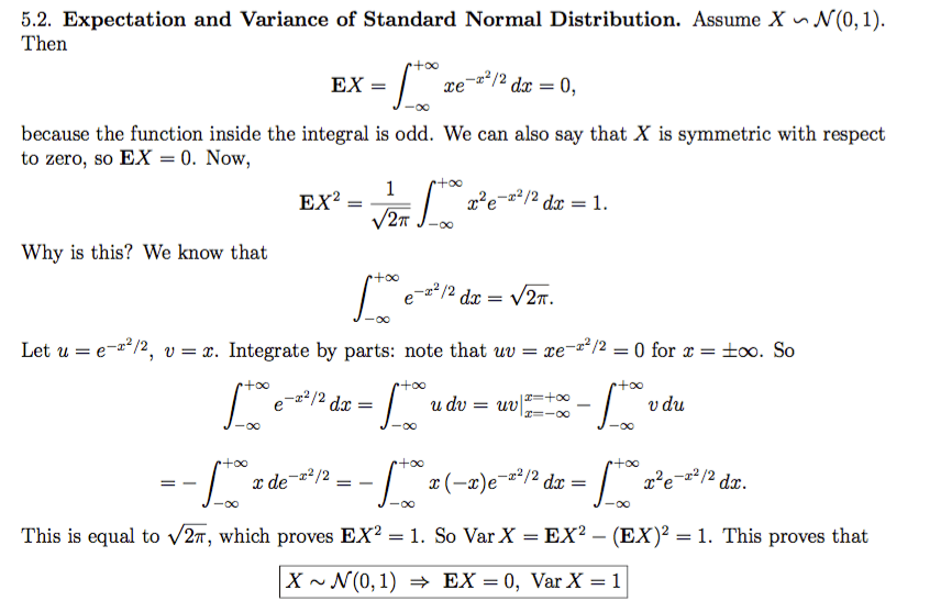 integration Expectation of a Standard Normal Random Variable
