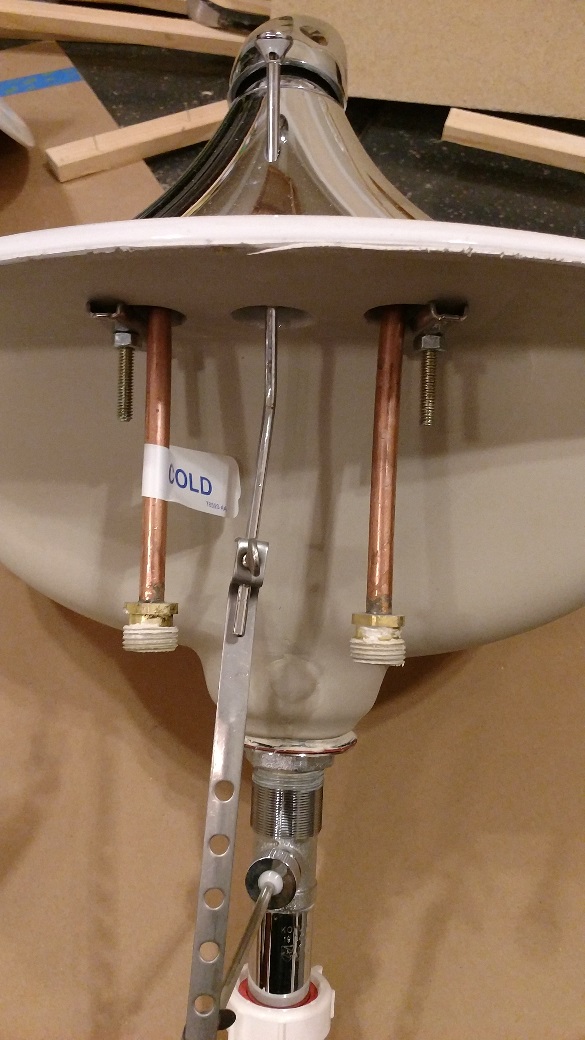 plumbing New bathroom counters and sinks, what is the proper way to