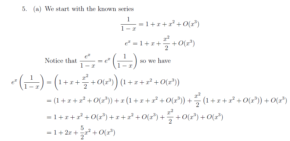 calculus Big O notation, 1/(1x) series Mathematics Stack Exchange