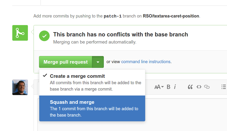 github Neat, clean compacted git PR and merge commit, into one commit