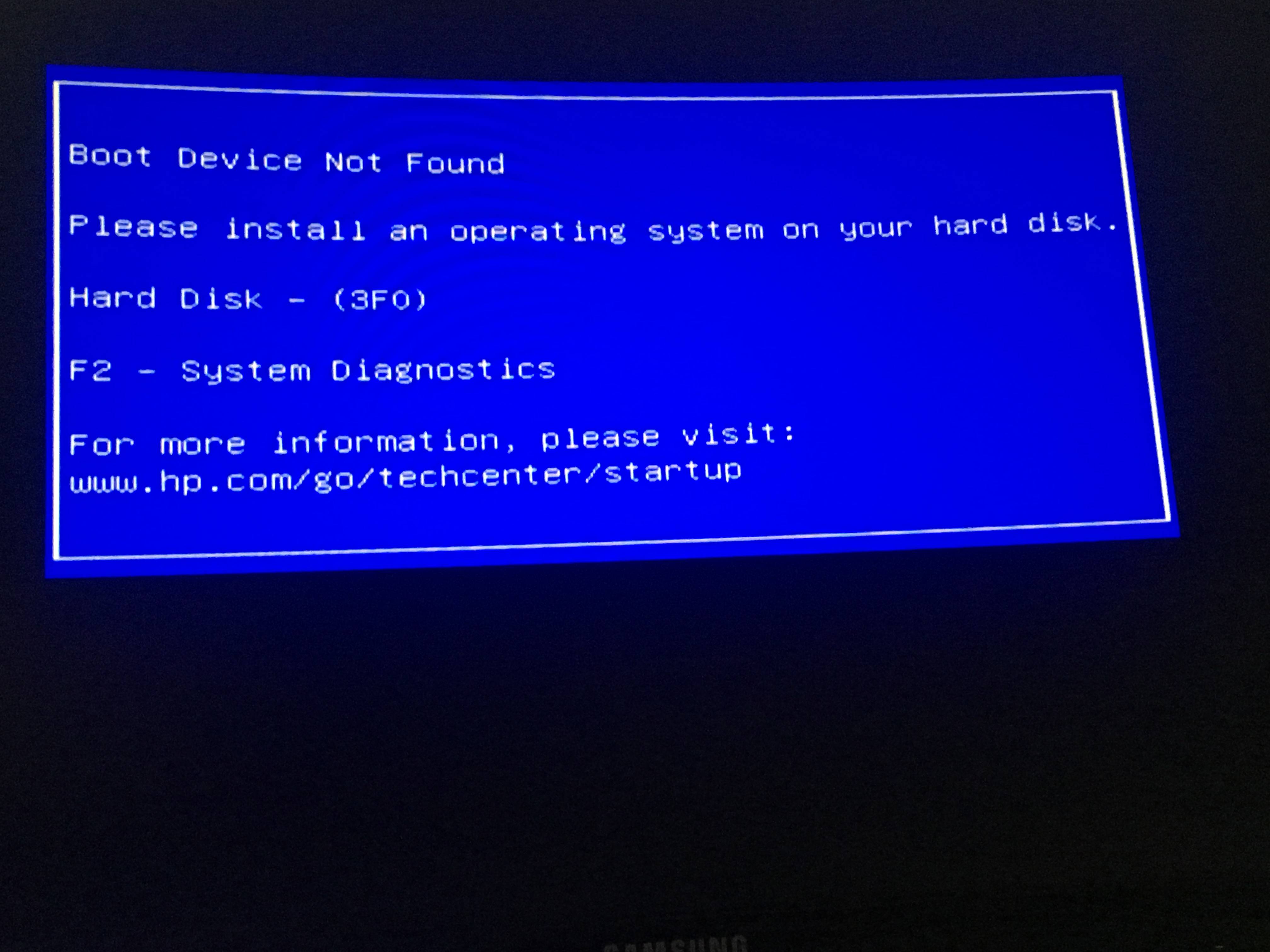 Please install an operating system sosbus
