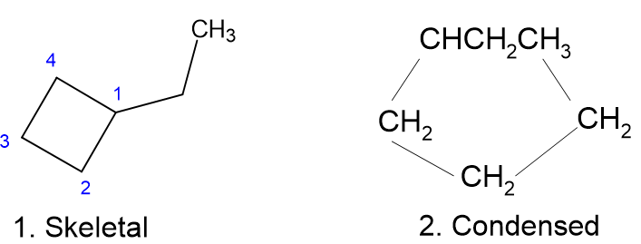 organic chemistry Drawing the condensed structure of ethylcyclobutane
