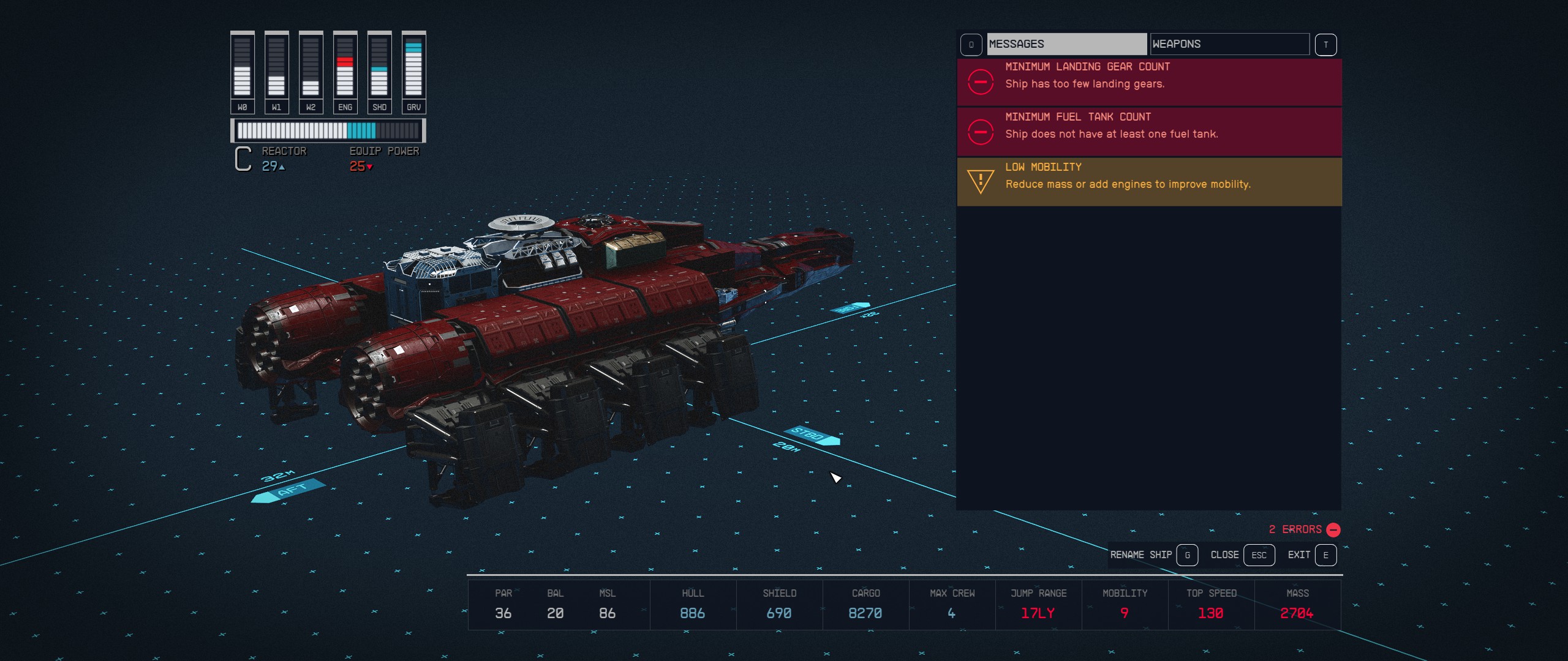 starfield How does one determine how many landing gears are needed