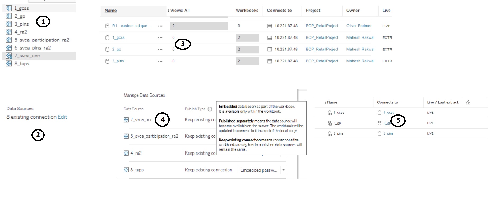 Need to connect multiple workbooks with the same set of data sources in