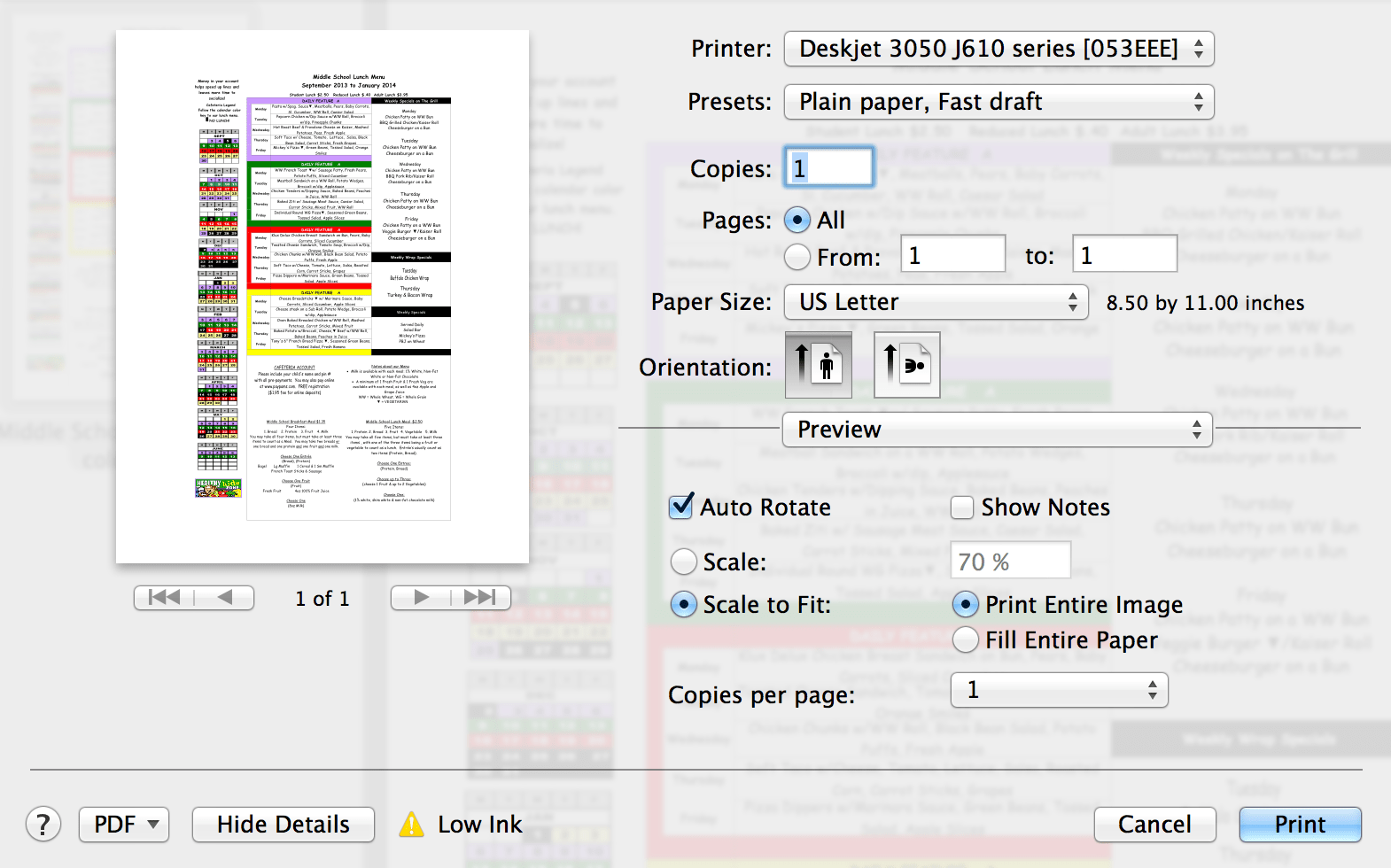 macos Can scale be set when printing PDFs from mobile Safari to a Mac