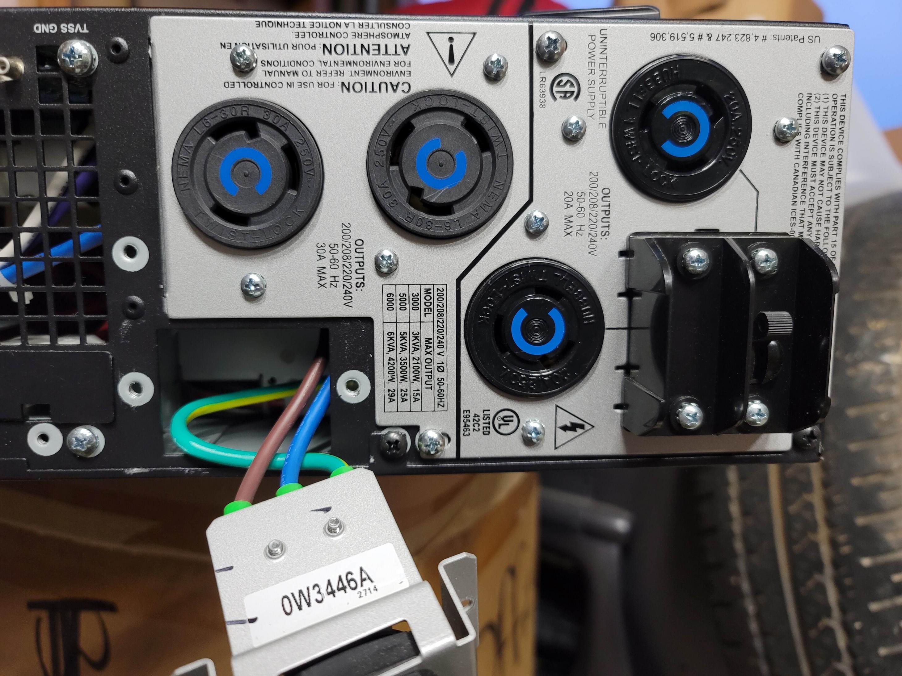 How do I wire a single phase 240v APC UPS from US split phase power