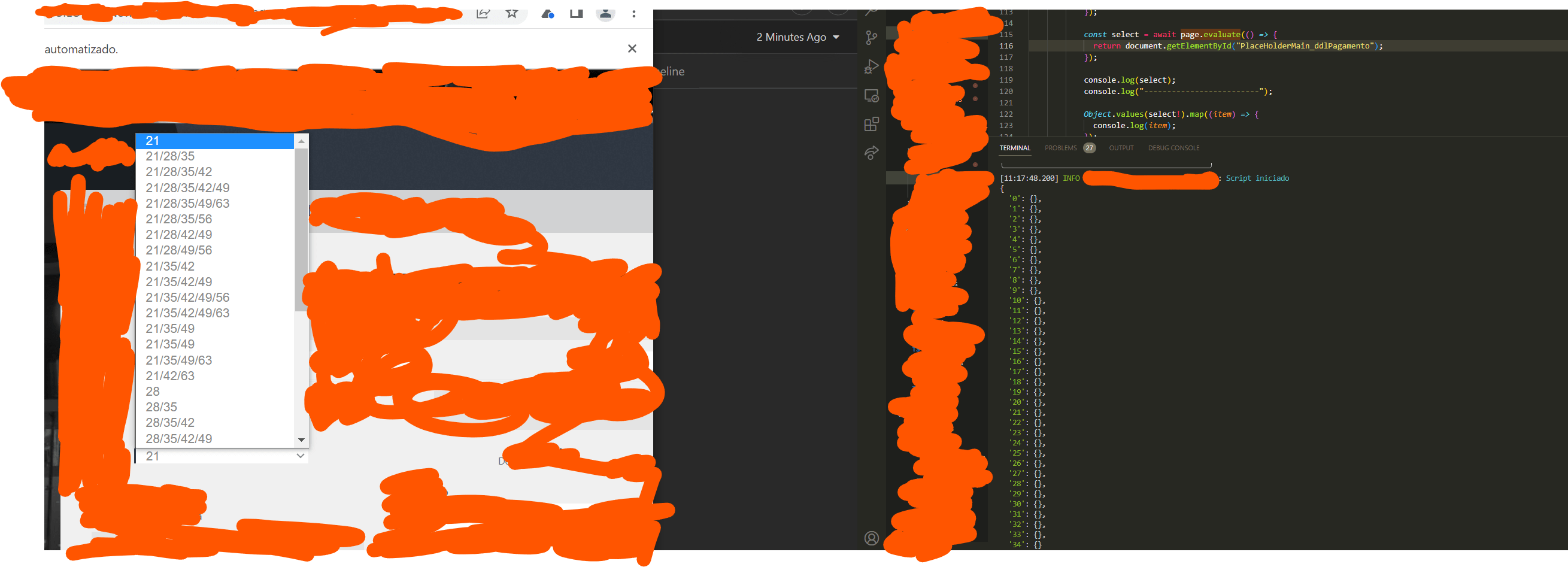 node.js Puppeteer brings elements with empty content, but console