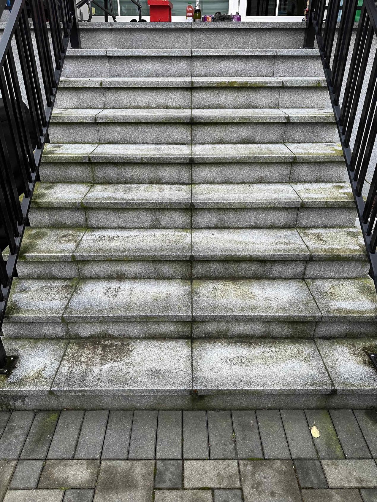 How can I clean and prevent mold/mildew growth on exterior granite