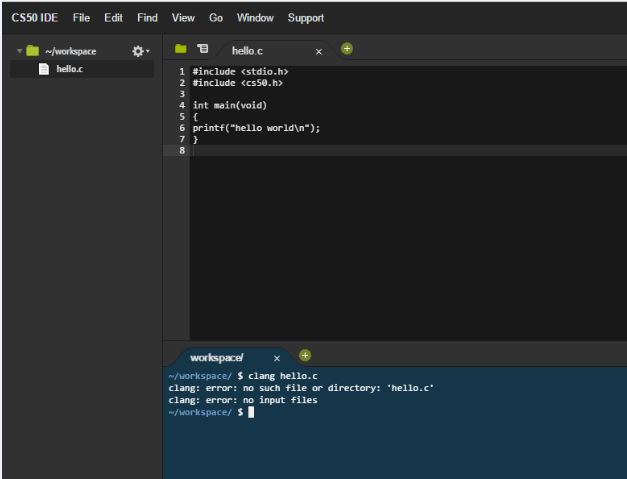 pset1 clang error no such file or directory 'hello.c' CS50 Stack