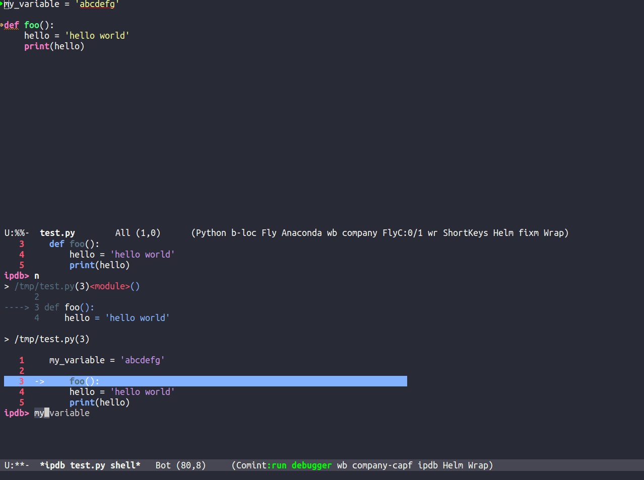 auto complete mode of a variable name while Python