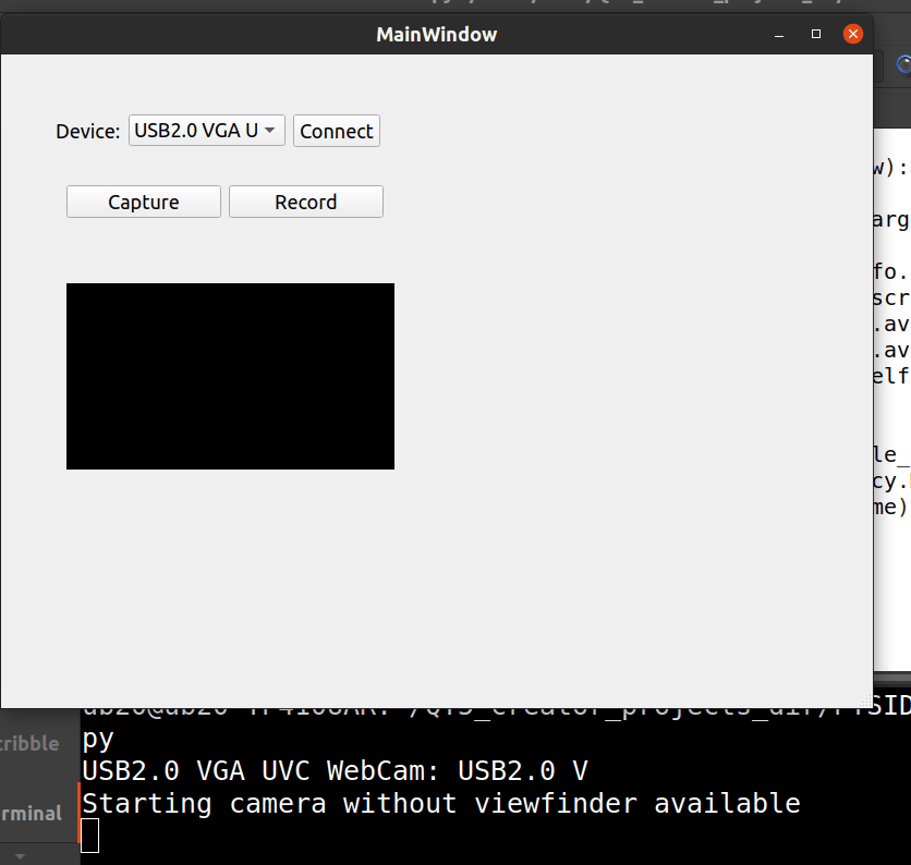 python No viewfinder available while trying to display webcam with