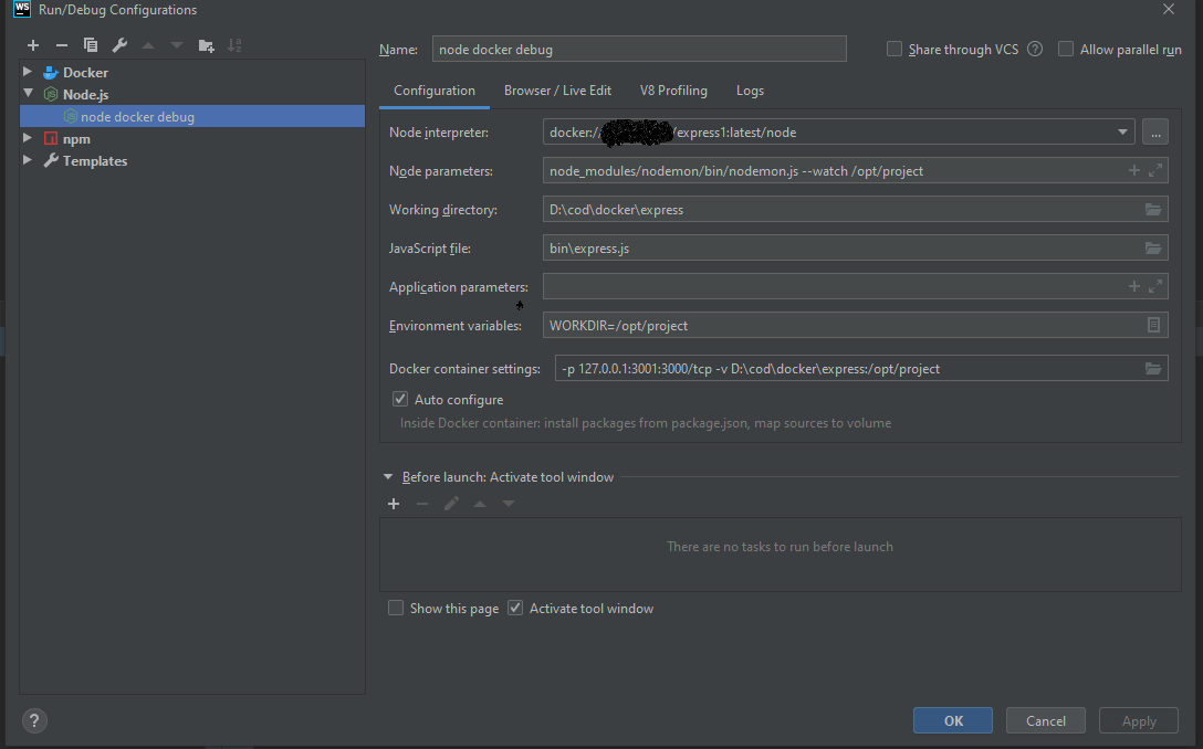 WebStorm Node.js debug with Docker Stack Overflow