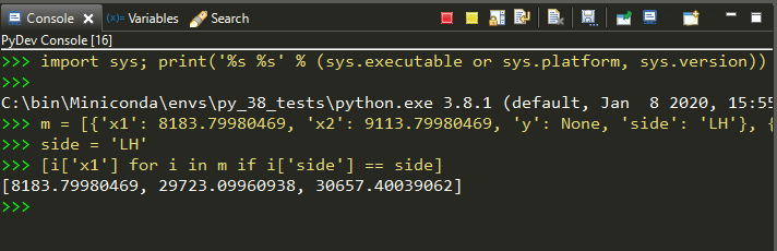 python Code fail with name is not defined error running with pydev but runs fine from terminal
