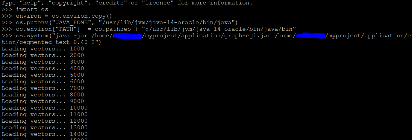 python Can't execute java code within flask application using os