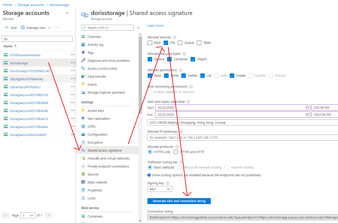 Authorization request header for Azure Create File REST API when using