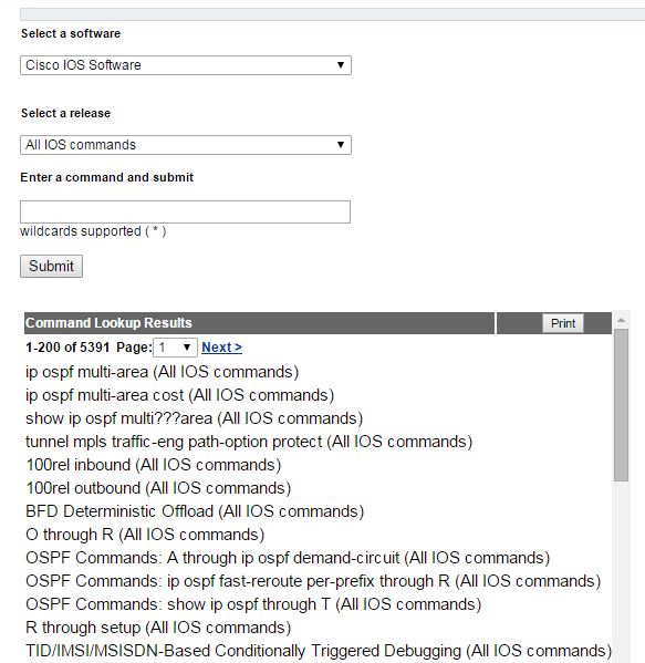 javascript Cisco's Command Lookup Tool Parser with Python Stack