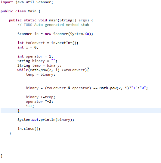 Converting an int to a binary string representation in Java? Stack