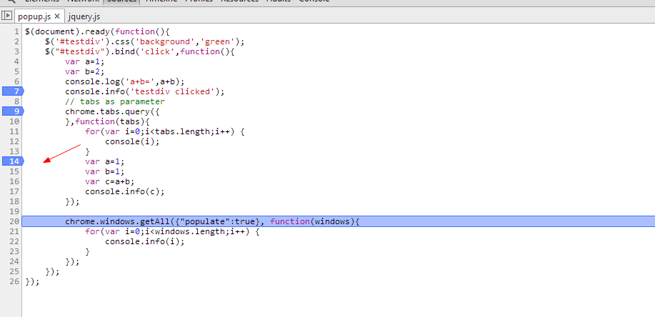 why i cannot add breakpoint to code line such as chrome.tabs.query? Stack Overflow