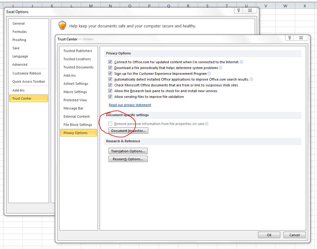 How can I prevent the privacy warning in Excel? Super User