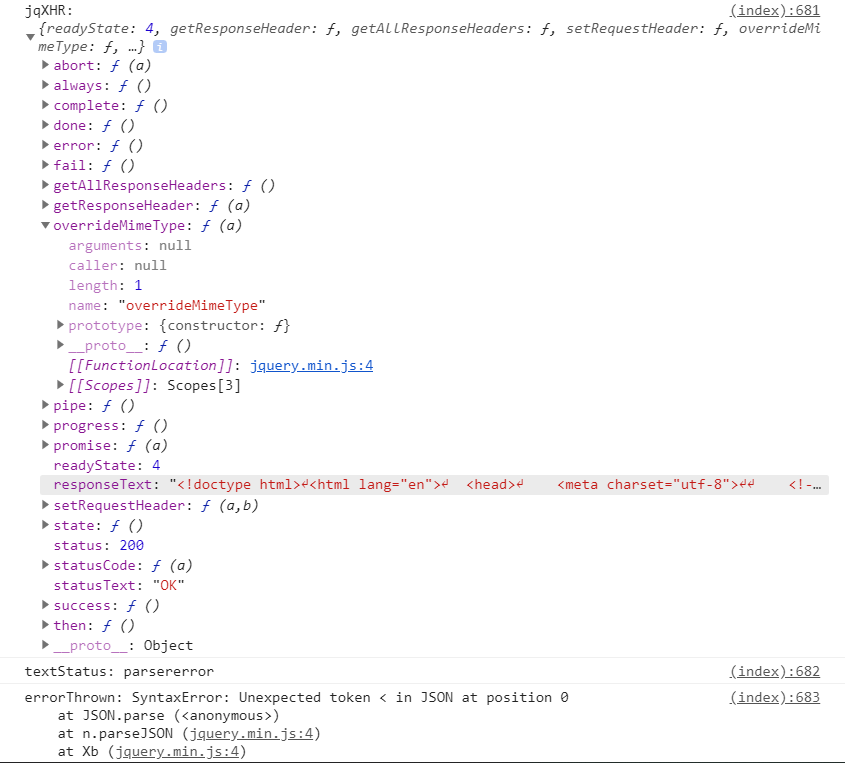 AJAX返回一个奇怪的HTML文件而不是JSON_前端CSDN问答