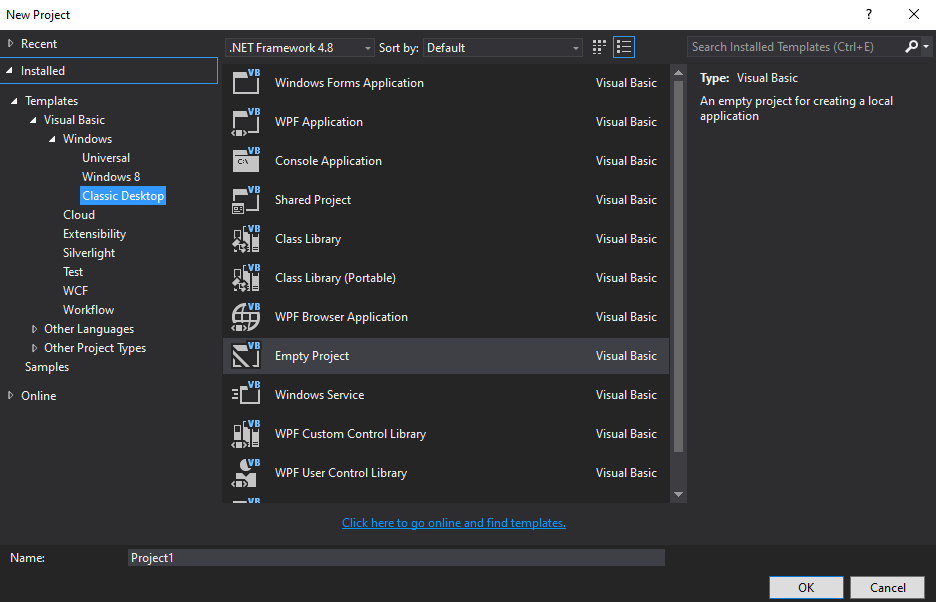 Empty Visual Studio Project? Stack Overflow