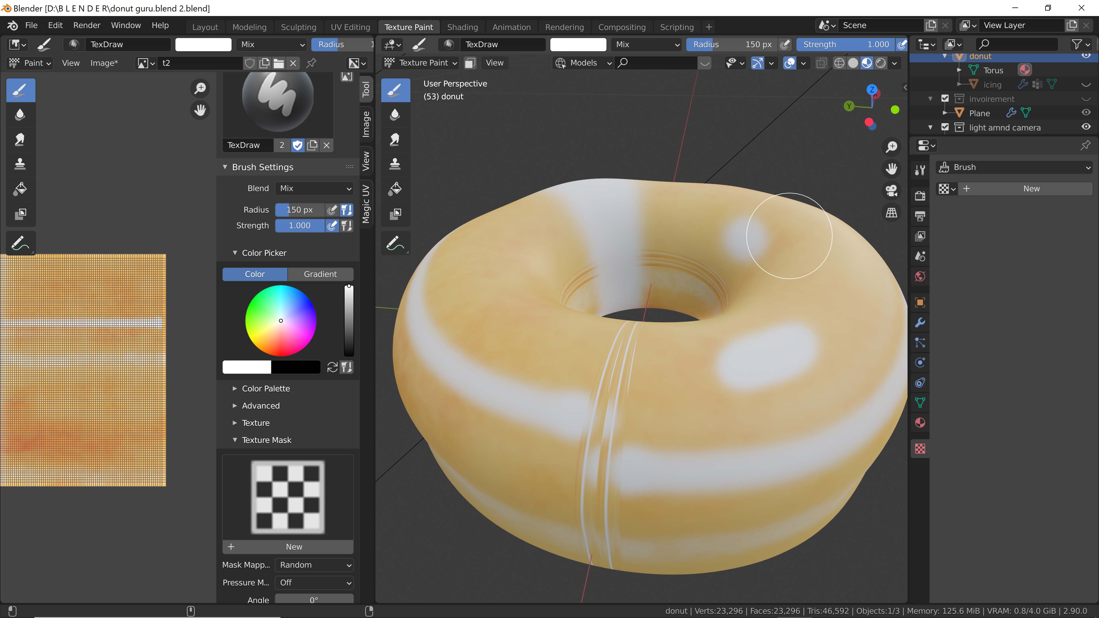 modeling Can't use texture draw on the Donut Blender Stack Exchange