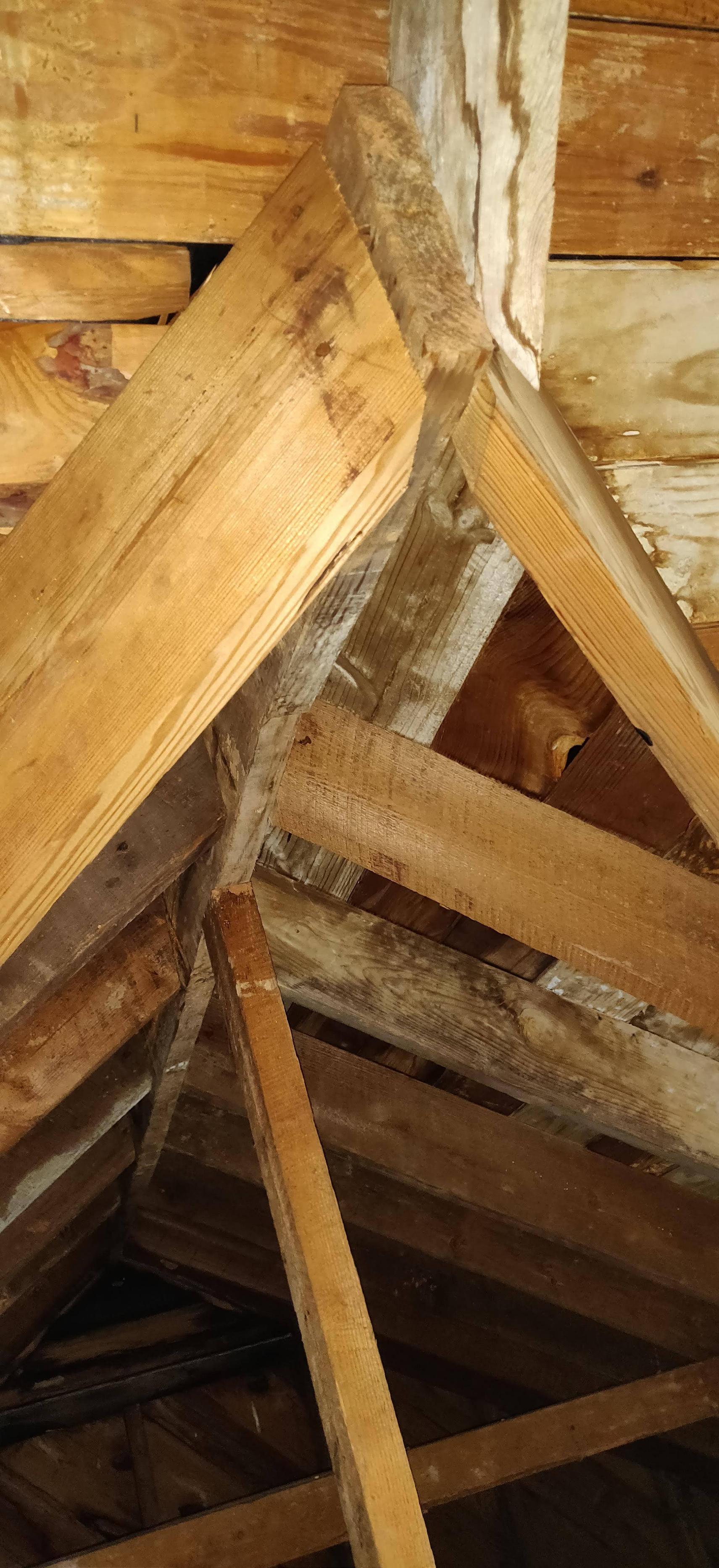 attic Roof Rafter/Beam Joint pulling apart and sagging Home