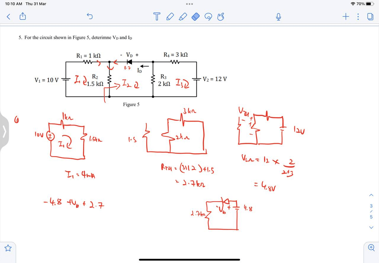 How to find the Diode voltage in forward-reverse bias combination