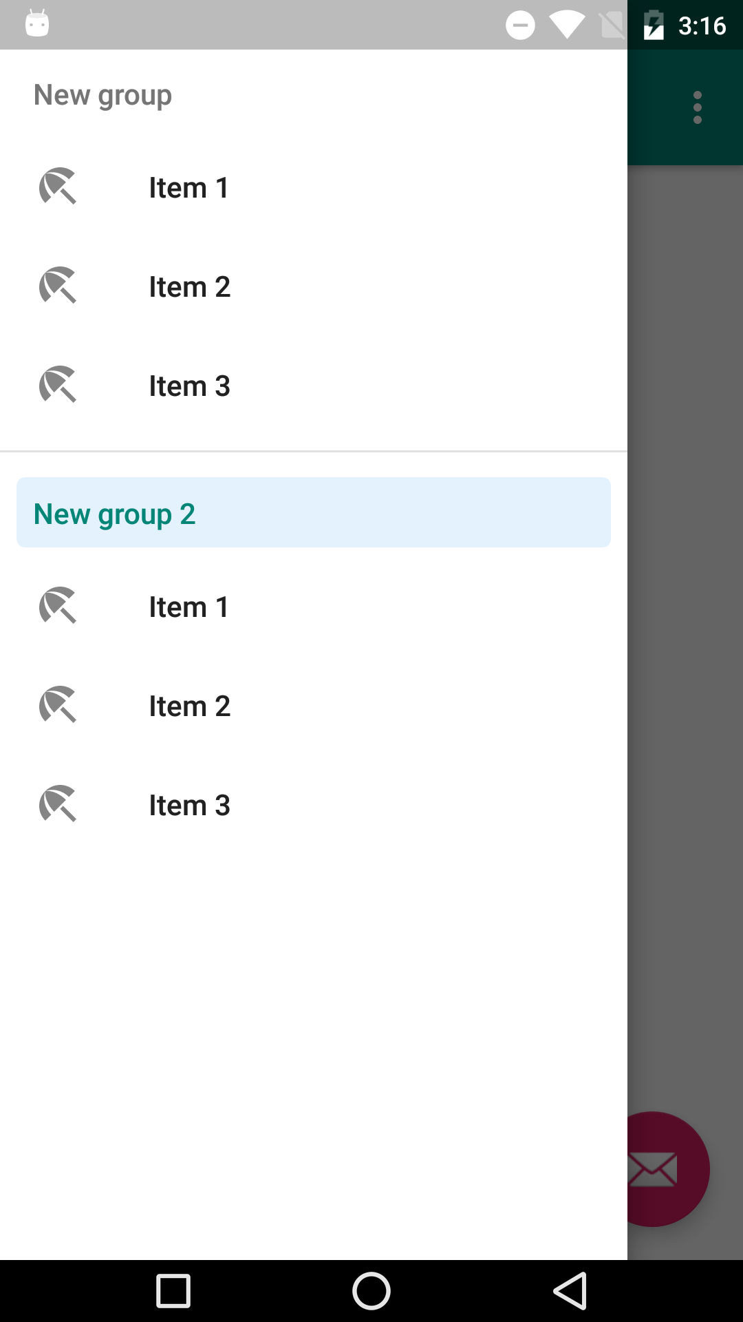 java How to Create Selectable Headers in Navigation Drawer Stack