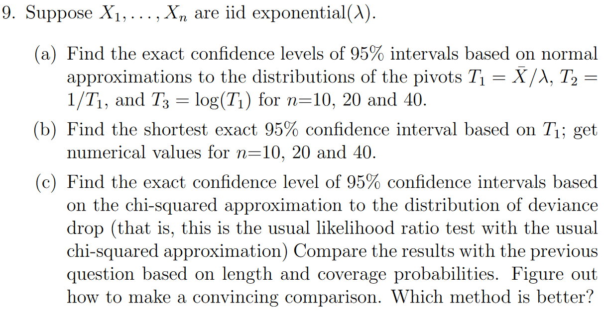 mathematical statistics Exponential distribution confidence interval