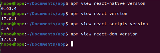 How to check the installed version of ReactNative Stack