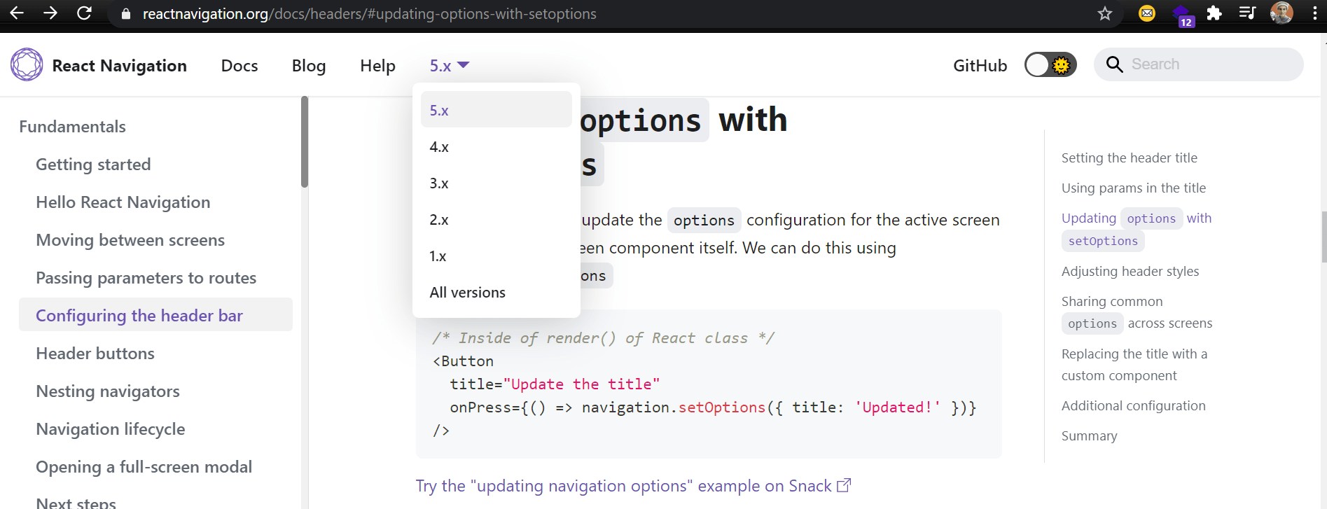 How to hide top navigation bar in reactnative? Stack