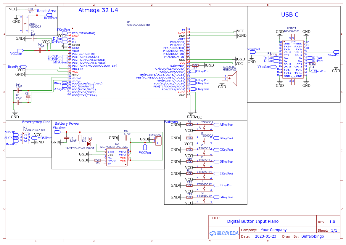 schematics - I designed an ATmega32U4 circuit, will it work