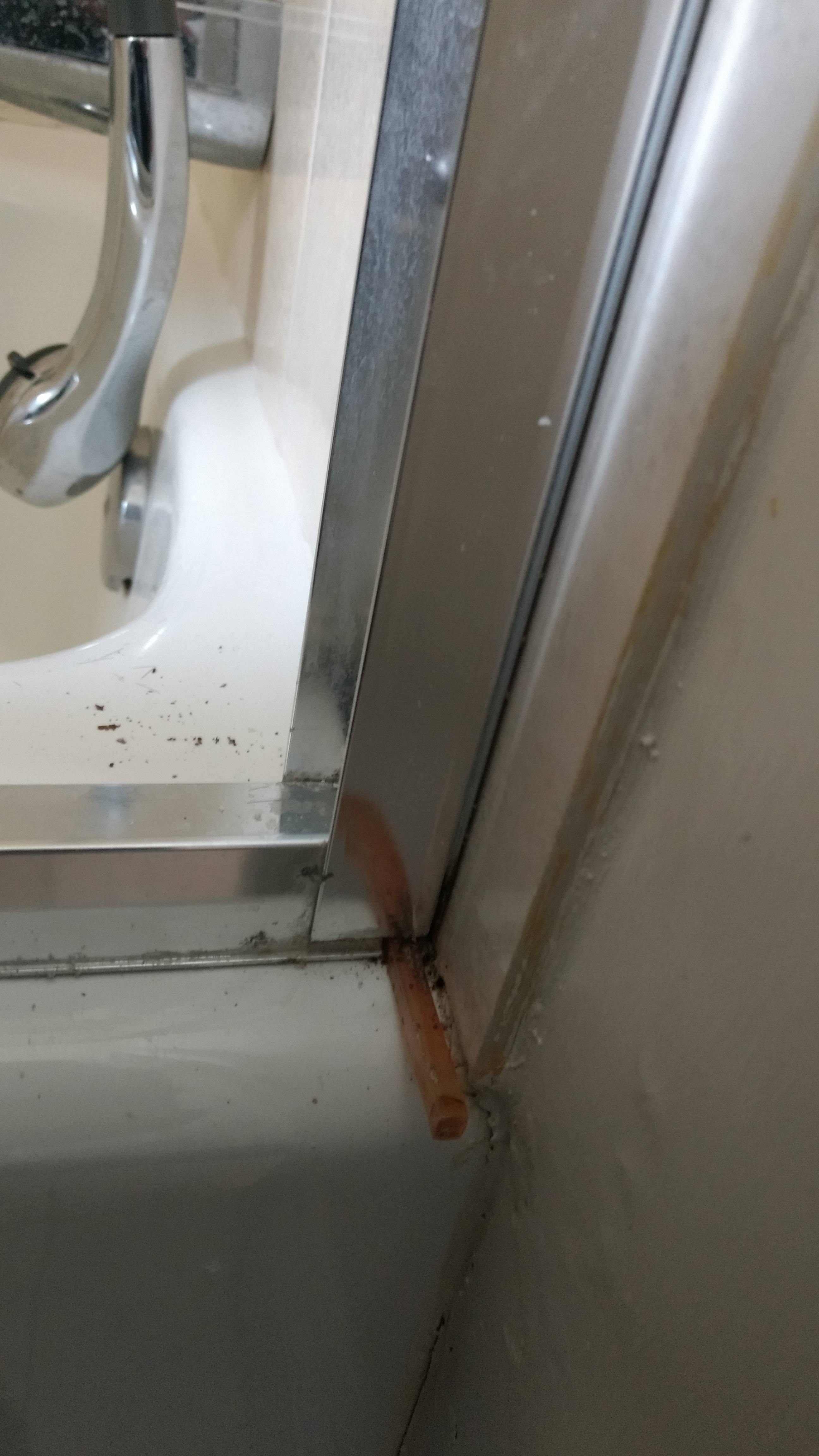 waterproofing Best way to seal a funky gap on shower door frame