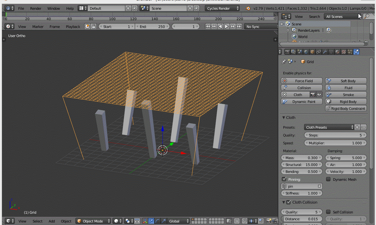 cloth simulation Pulling a net tight Blender Stack Exchange