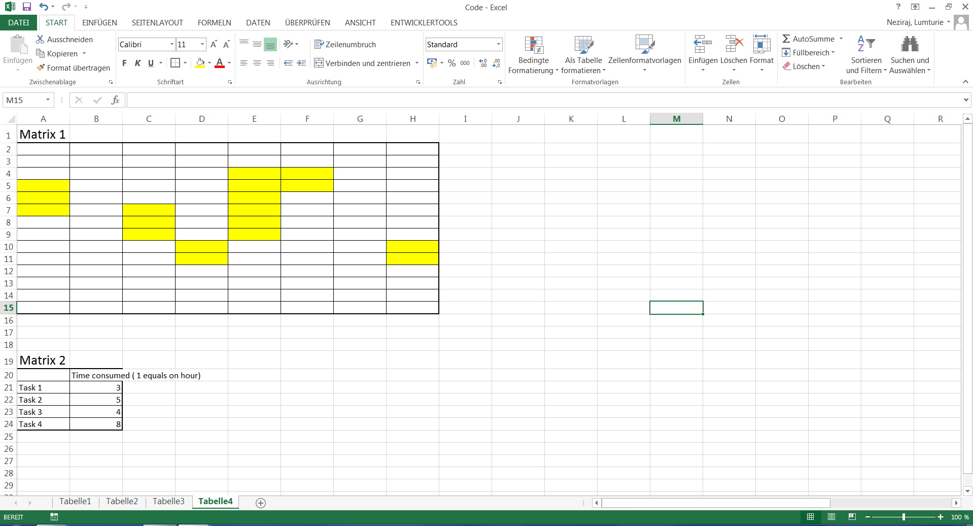 excel I want vba to find a value greater than 0 in one matrix and copy it into another matrix